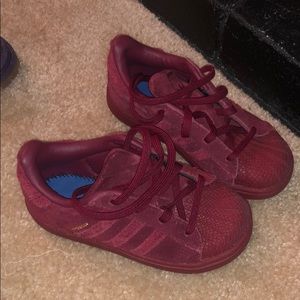 Burgundy Toddler Adidas Superstars Size 9